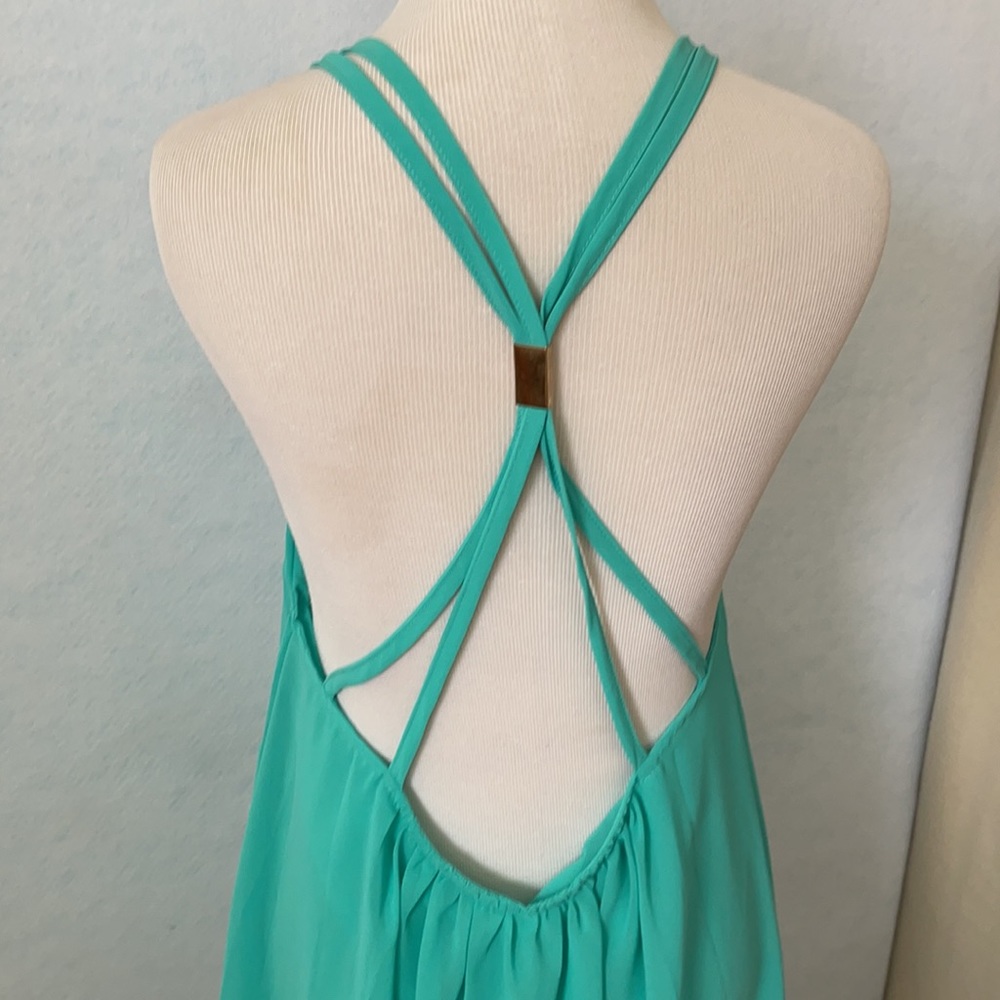 DJT Chiffon Sheer Slight High-Low Sleeveless Dress - Picture 7 of 11